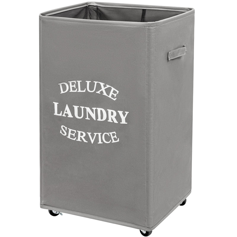 90L Large Rolling Laundry Hamper with Wheels  (Grey)