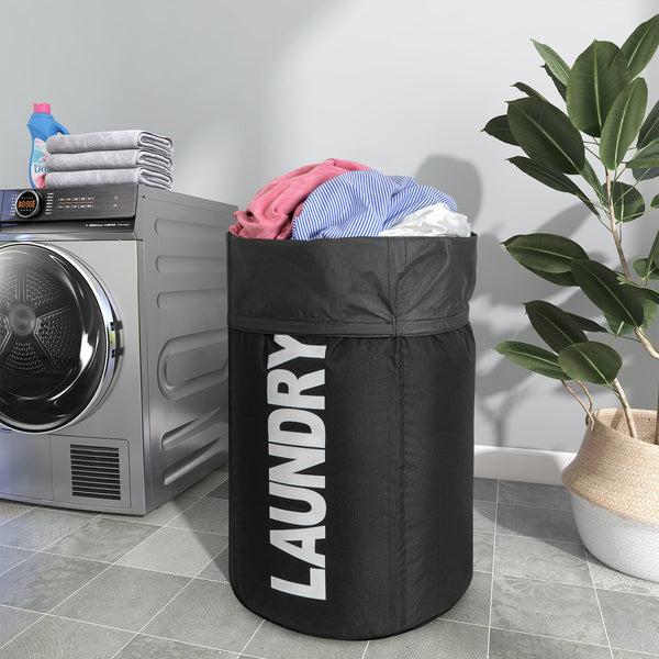 Extra Large Foldable Laundry Hamper Durable Laundry Basket (Black)