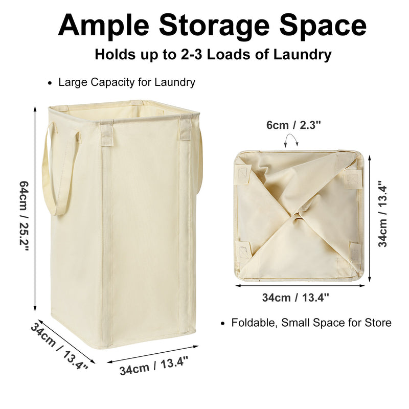 WOWLIVE Large Laundry Hamper Tall Laundry Basket with 2 Laundry Bags Foldable Clothes Hamper Rectangular Washing Bin(Beige)