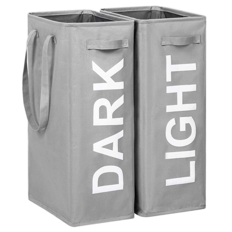 2 Pack Tall Slim Laundry Hamper with Extended Handles 2Pcs/Set  (Grey)