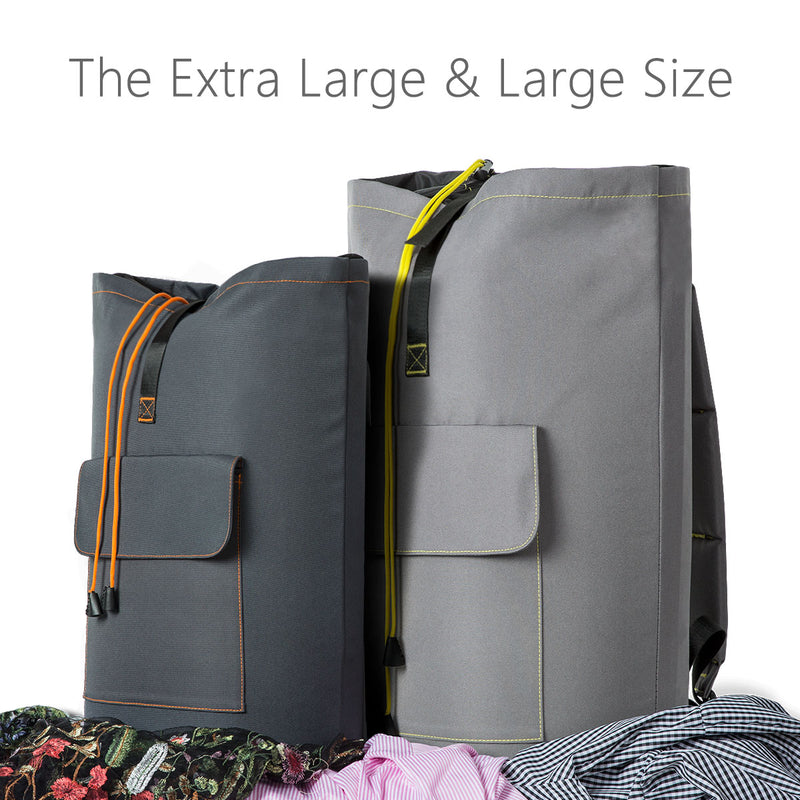 WOWLIVE Extra Large Laundry Bag with Strap Laundry Backpack Hanging Laundry Hamper Adjustable Shoulder Straps Camping Bag Waterproof Durable Travel College Apartment Dorm Sports (Dark Grey)